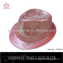 pink and silvery polyester cotton fedora hat colorful for party funny cheap